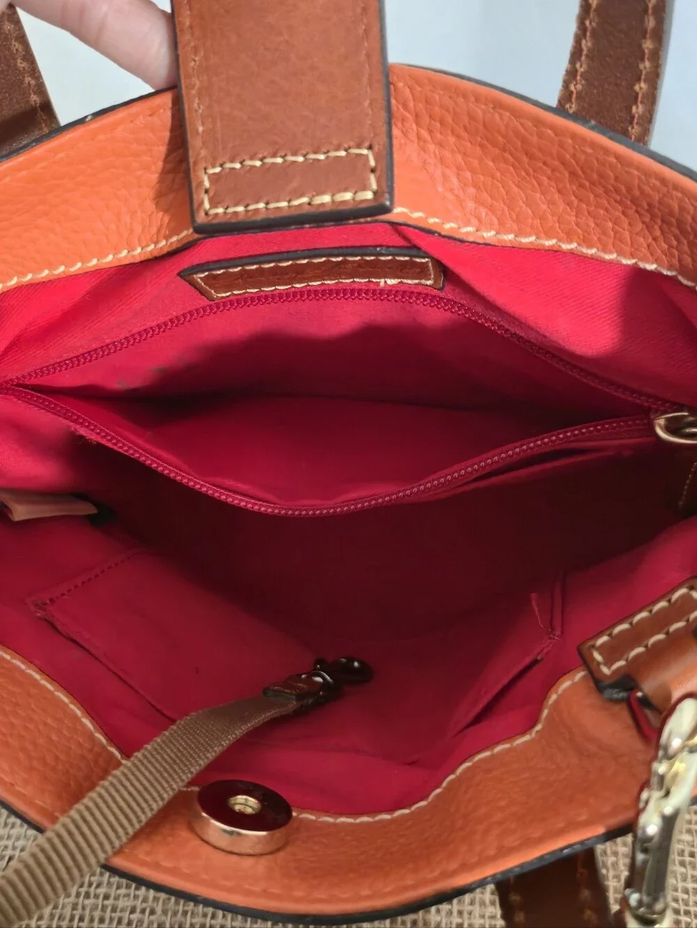 Dooney & Bourke Pebble Leather Orange Tote - Picture 6 of 13